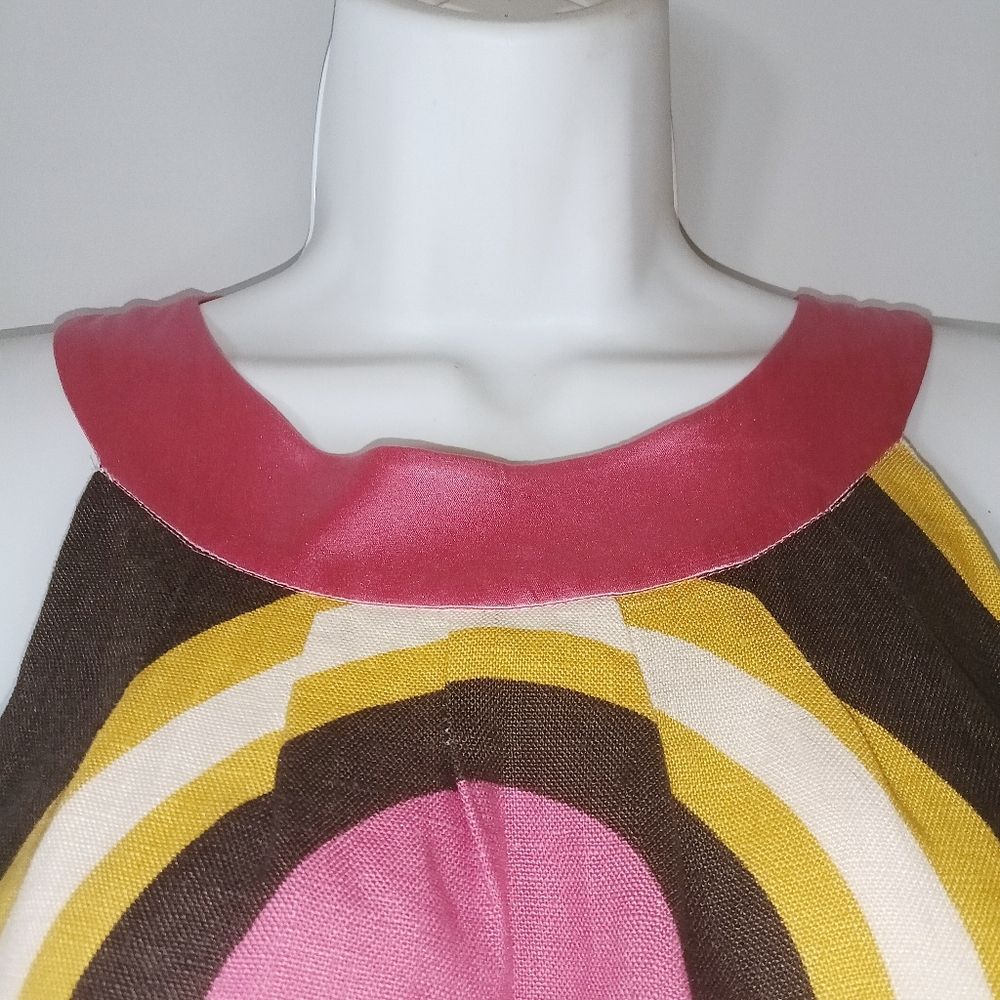 Retro Mod Linen Halter Mini Dress - Picture 3 of 9